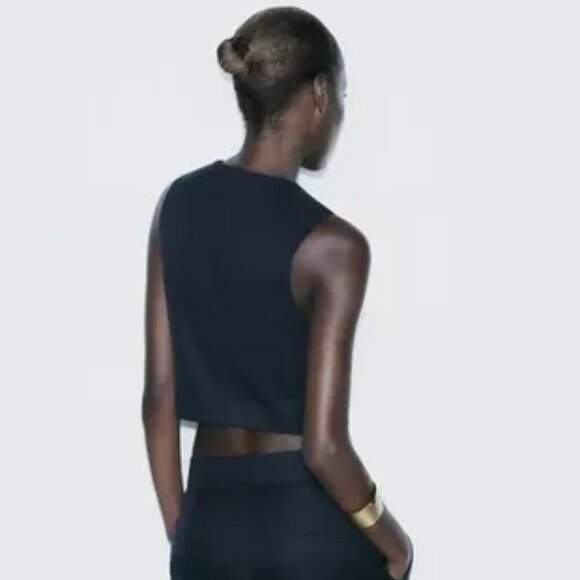 NWT Zara Navy Blue Button Down Waistcoat Vest S - Picture 3 of 16